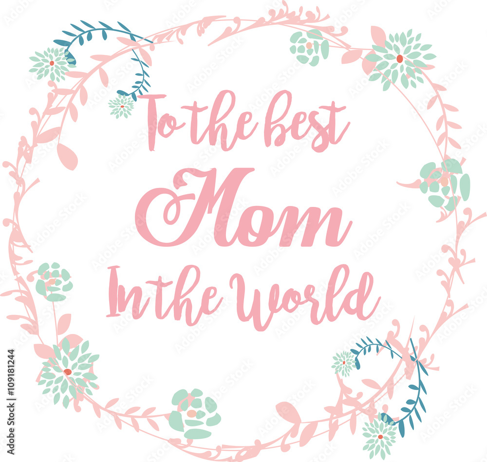 Mothers day card in white color backdrop whith crown of flowers Mothers day card in white color backdrop whith crown of flowers