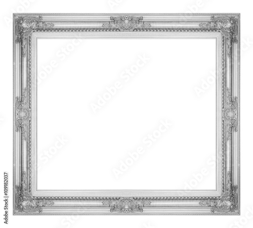 antique gray frame isolated on white background, clipping path