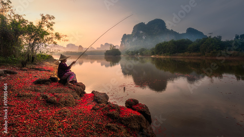 Fisher in Krabi, Thailand photo