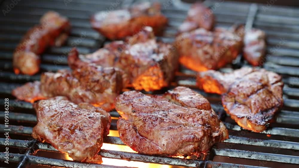 Fresh lamb meat on the grill Fresh lamb meat on the grill