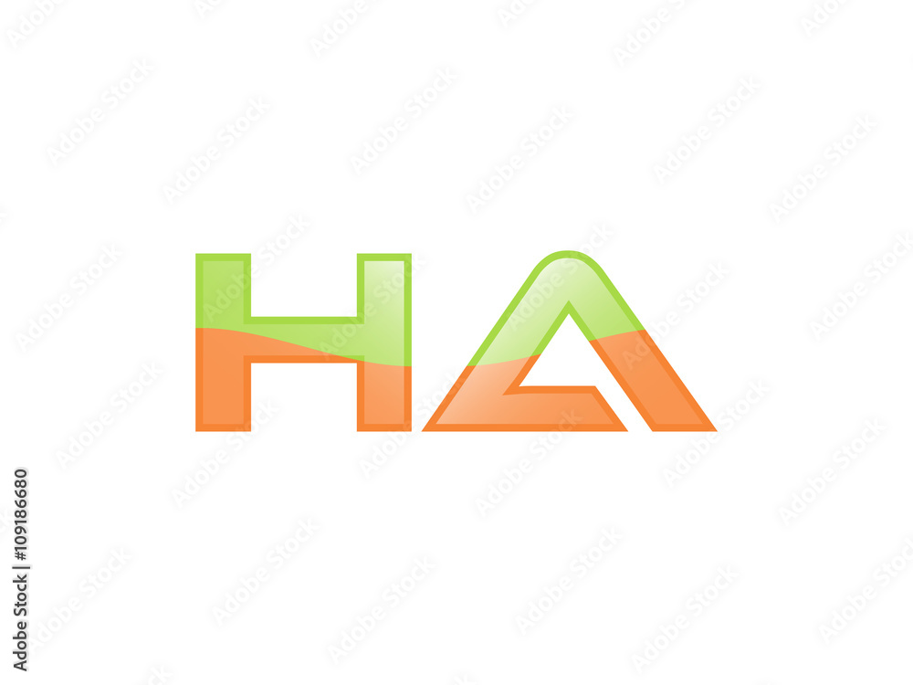 Green Orange shiny HA letters Green Orange shiny HA letters