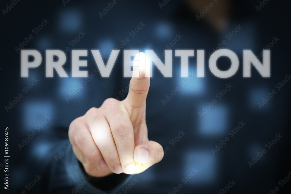 Businessman touching Prevention Businessman touching Prevention