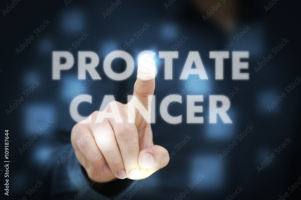 Businessman touching Prostate Cancer Businessman touching Prostate Cancer