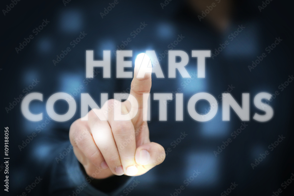 Businessman touching Heart Conditions Businessman touching Heart Conditions