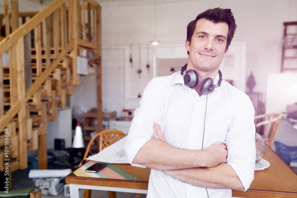 Portrait of young man wearing casual in office Portrait of young man wearing casual in office