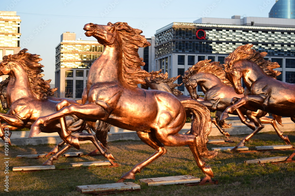 Bronze statue of a horse in Astana, Kazakhstan