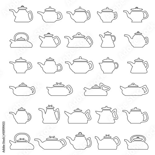 Line Icons Pot And Kettle Collection.