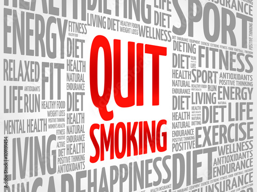 Quit Smoking word cloud background, health concept