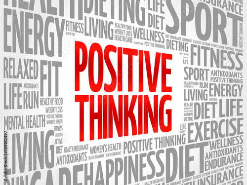 Positive thinking word cloud background, health concept
