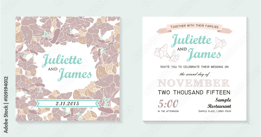 floral wedding invitation card