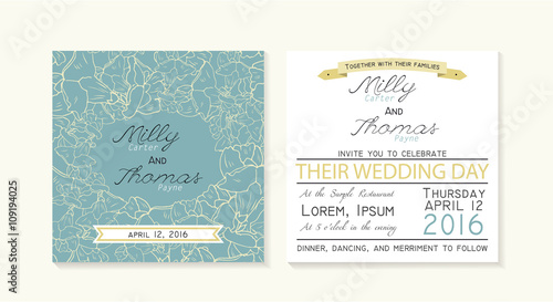 Floral wedding invitation card