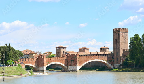 The medieval castle in Verona on the river, the Castelvecchio, Italy.