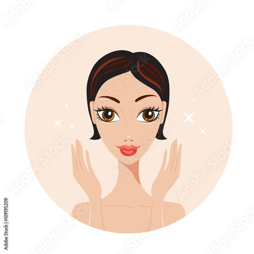 Beautiful young woman with flawless skin Beauty Spa Skincare concept