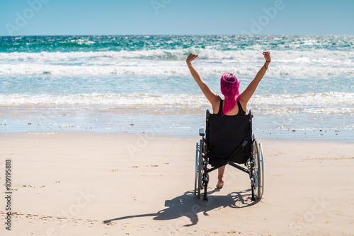 Disabled woman in the wheelchair