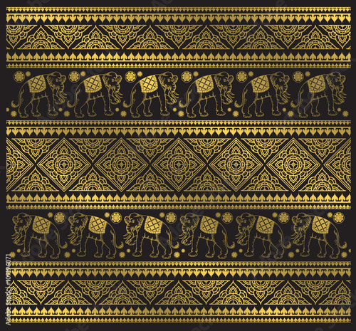 Ethnic elephant pattern vector