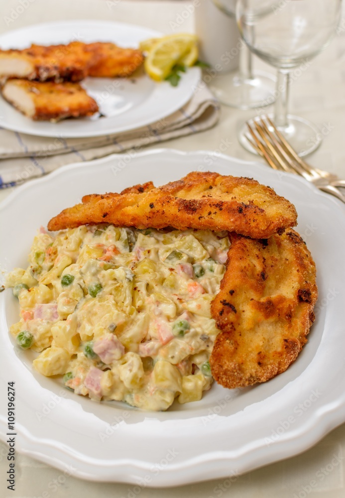 Wiener schnitzel with potato salad Wiener schnitzel with potato salad