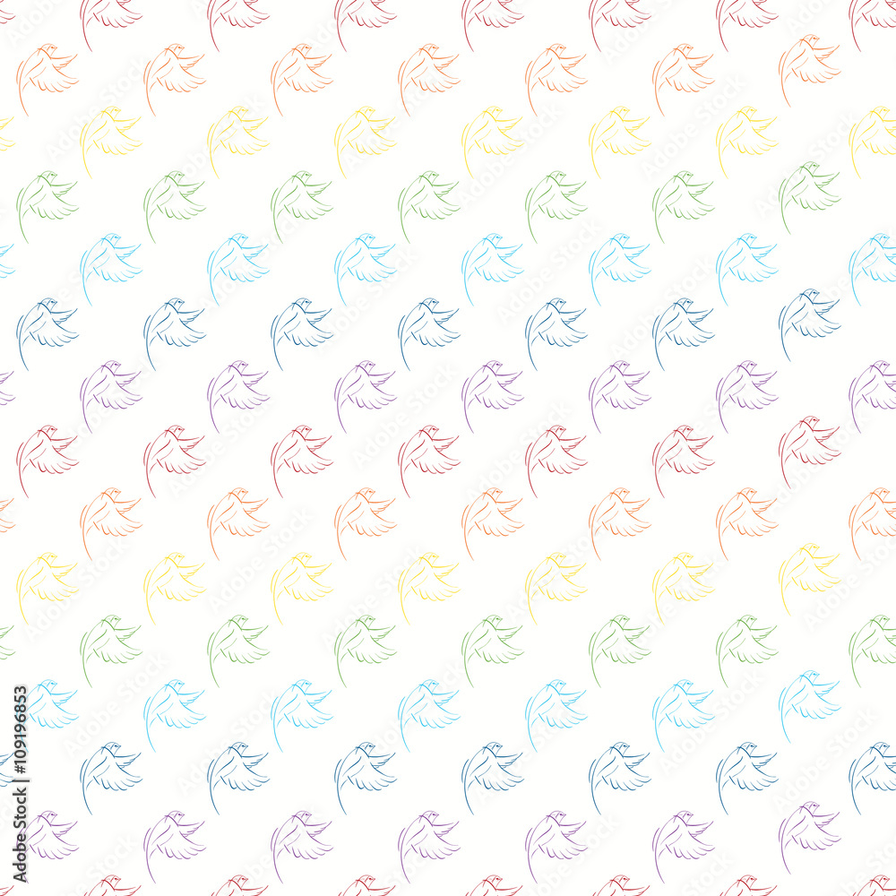 seamless pattern with rainbow birds