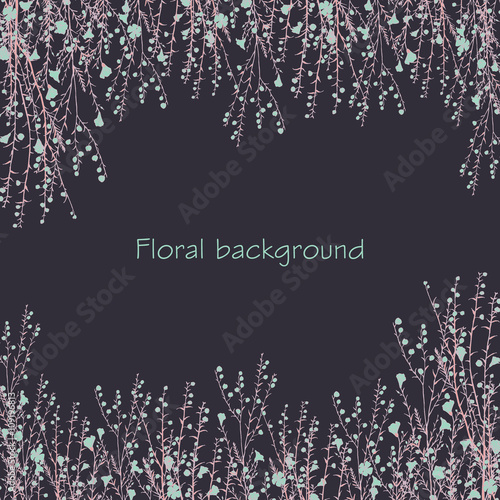 floral background with hand drawn branch of flax