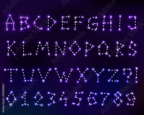 vector constellation font in space