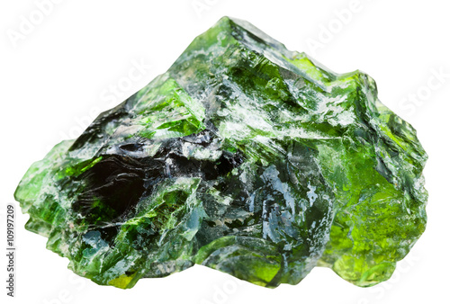 rraw chrome diopside gemstone isolated on white