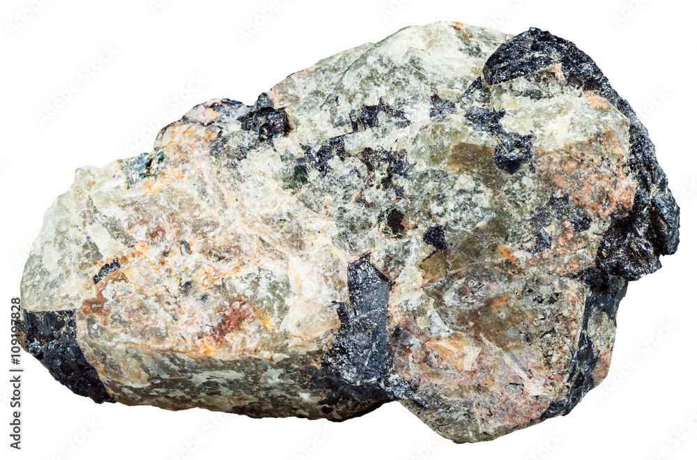 piece of Nepheline rock with black Ilmenite