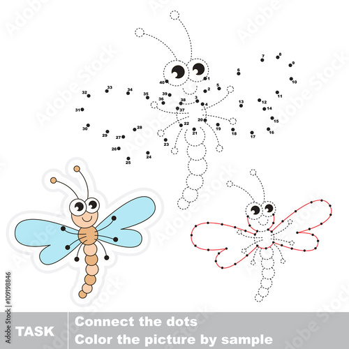 Dragonfly. Vector numbers game. 