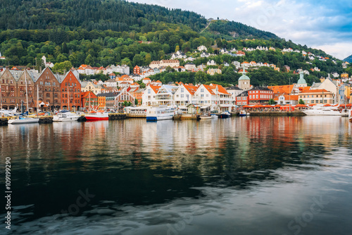Cityscape of Bergen, Norway. Architecture Background