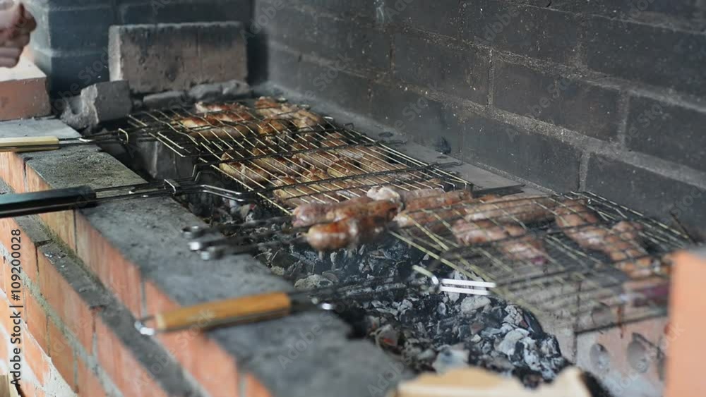 Barbecue With Delicious Grilled Meat On Grill Barbecue With Delicious Grilled Meat On Grill
