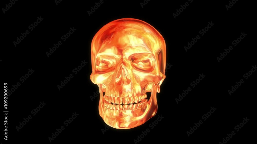 3D animated metallic scull reflecting fire 3D animated metallic scull reflecting fire