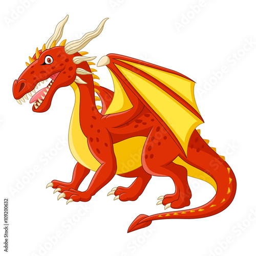 Cartoon red dragon posing © tigatelu