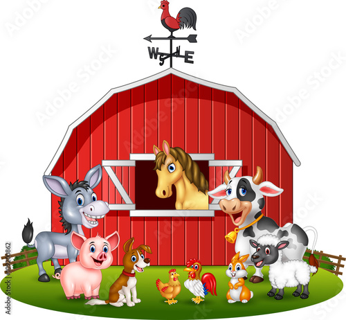 Illsutration Farm background with animals