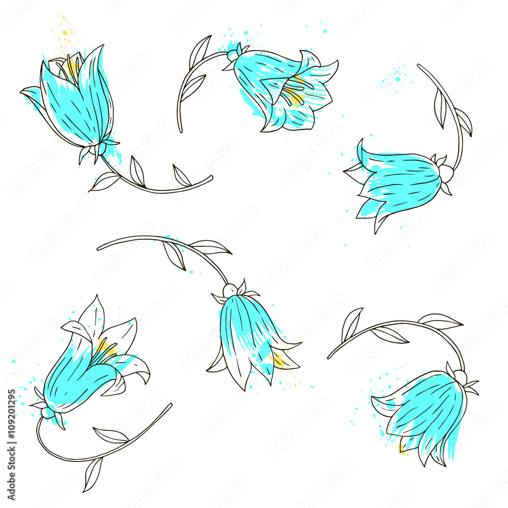 vector set of bell flowers vector set of bell flowers
