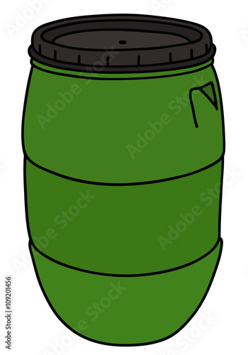 Green plastic barrel / Hand drawing, vector illustration