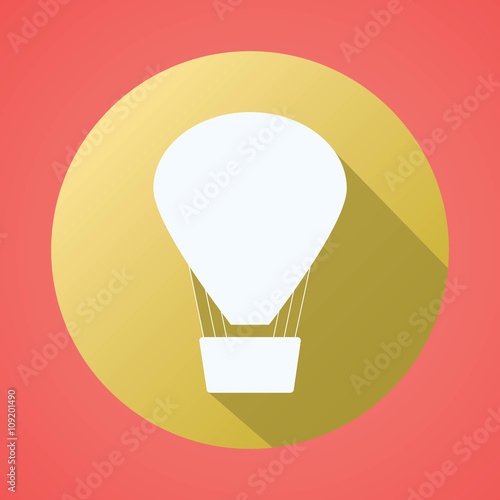 Baloon flat round icon on red background