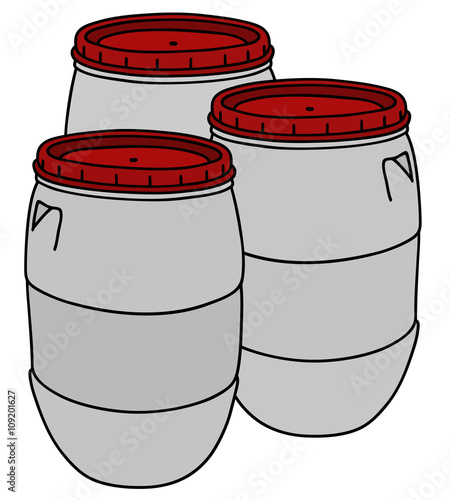 Light plastic barrels / Hand drawing, vector illustration