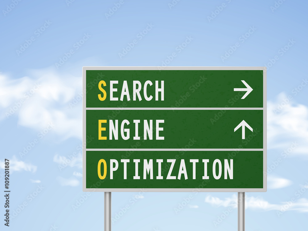 Fototapeta premium 3d illustration search engine optimization road sign