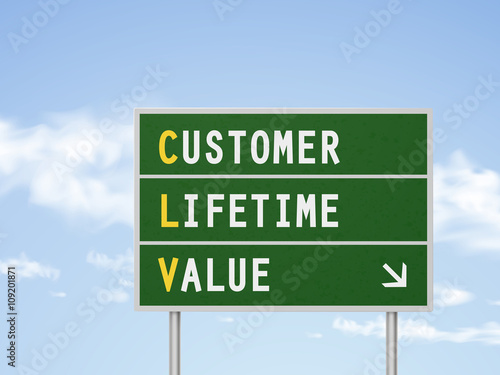 3d illustration customer lifetime value road sign
