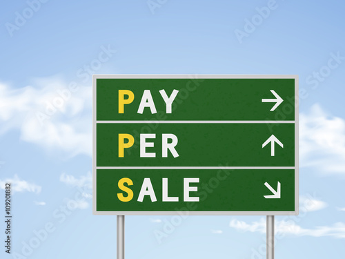 3d illustration pay per sale road sign