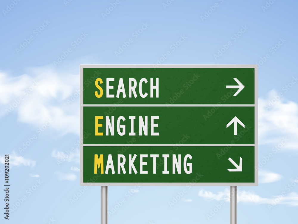 Fototapeta premium 3d illustration search engine marketing road sign