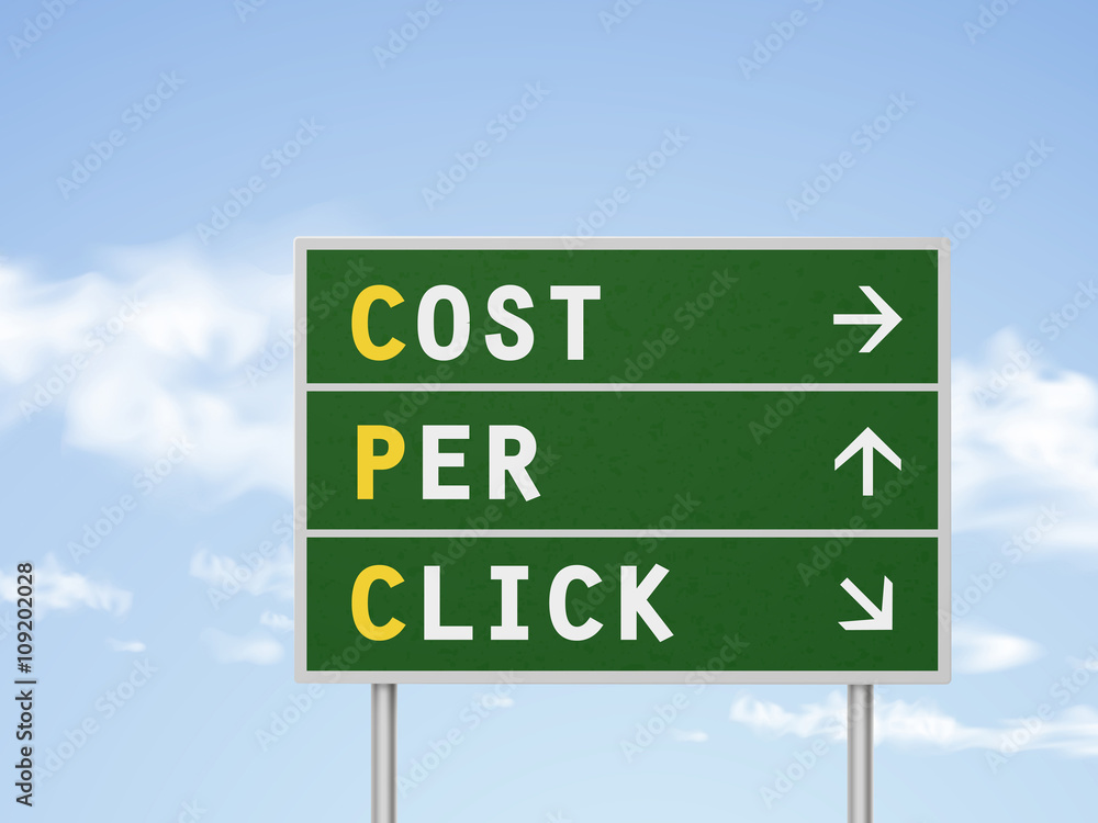 Fototapeta premium 3d illustration cost per click road sign