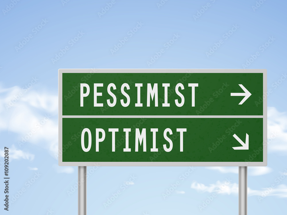 3d illustration road sign with pessimist and optimist 3d illustration road sign with pessimist and optimist
