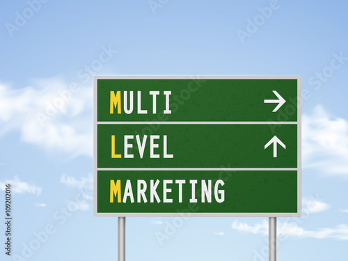 3d illustration multi level marketing road sign