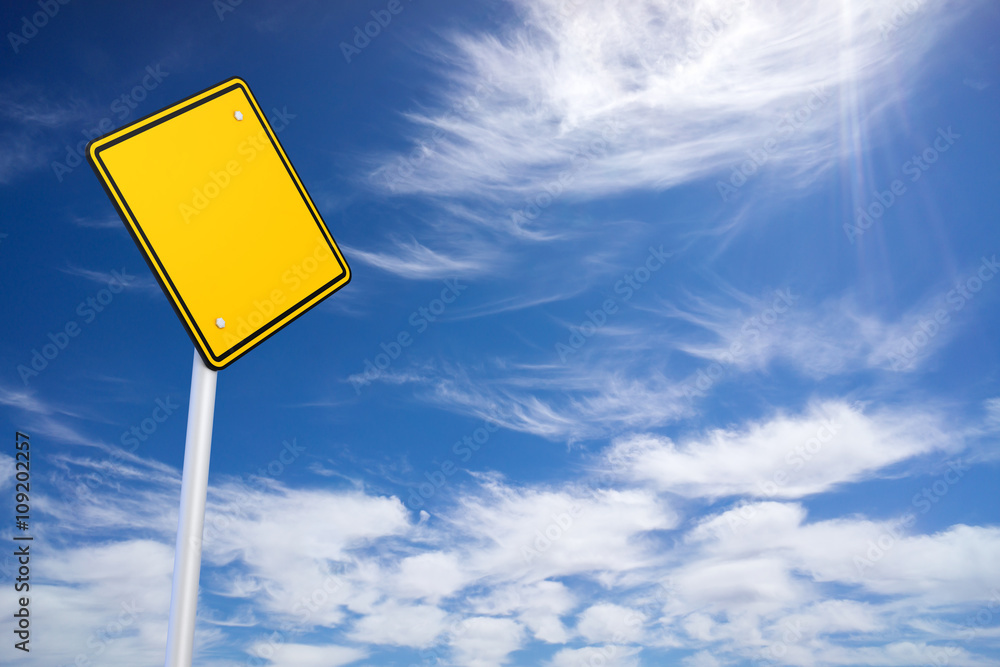 Blank Road Sign and Blue Sky Background Blank Road Sign and Blue Sky Background