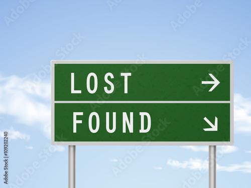 3d illustration road sign with lost and found © HstrongART