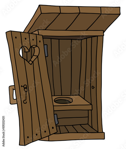 Old latrine shack / Hand drawing, vector illustration