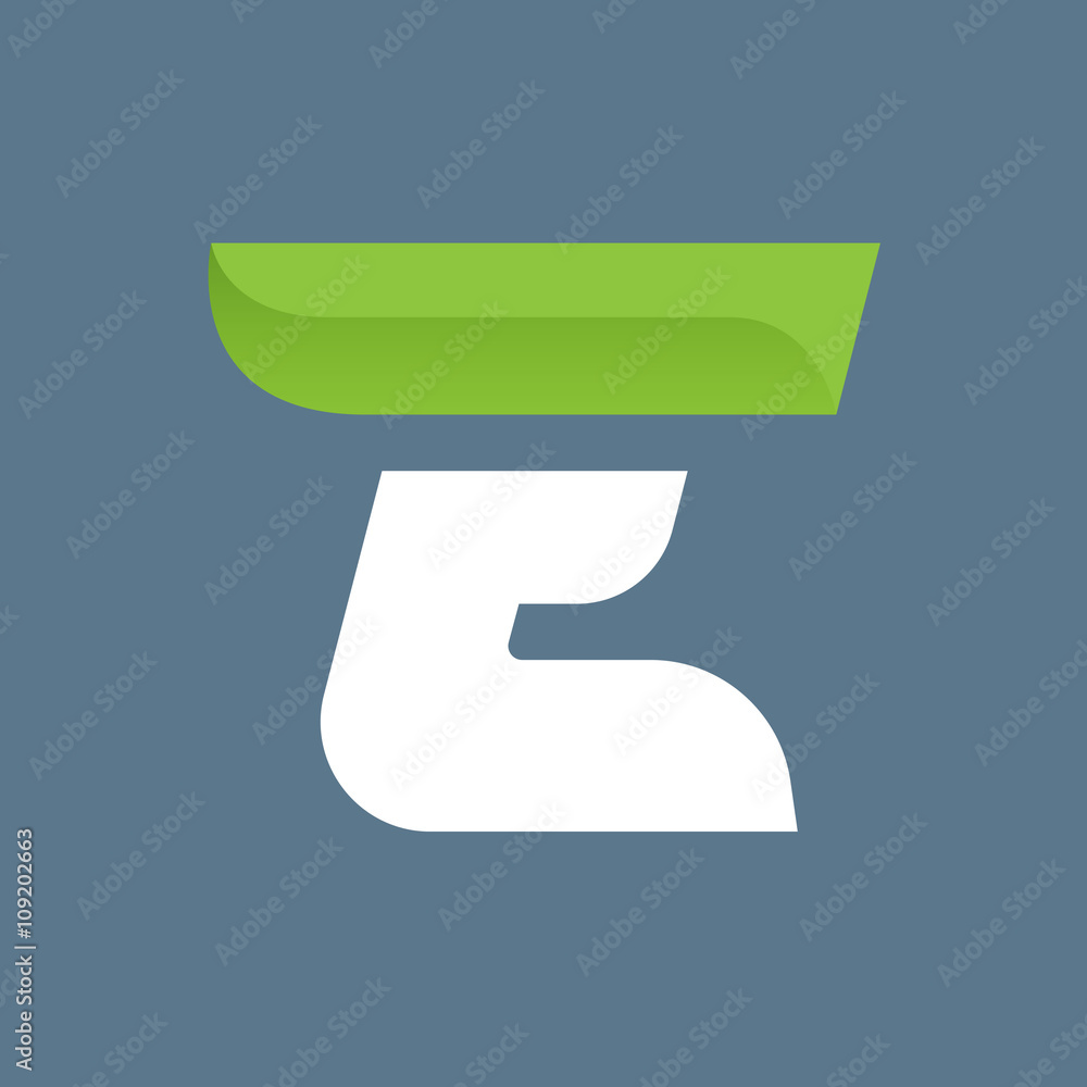 E letter logo with green leaf. E letter logo with green leaf.