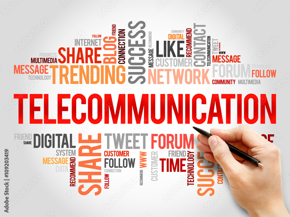 Telecommunication word cloud, business concept Telecommunication word cloud, business concept