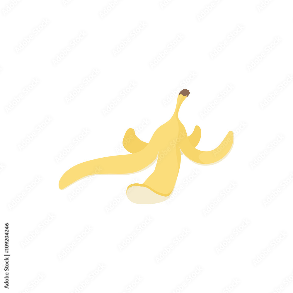 Banana peel icon, cartoon style Banana peel icon, cartoon style