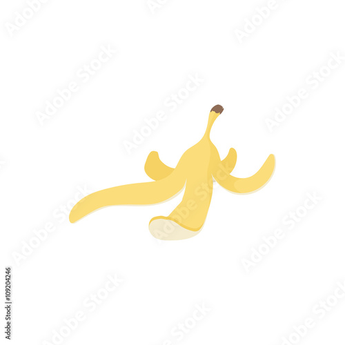 Banana peel icon, cartoon style 