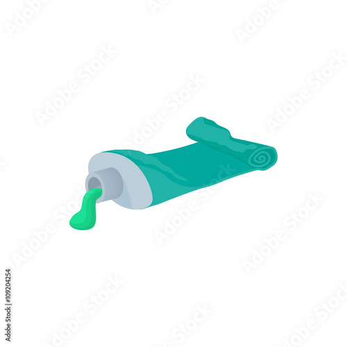 Used tube of toothpaste icon, cartoon style 